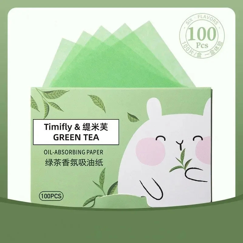 100 Sheets/pack Protable Facial Absorbent Paper Oil Control Wipes Absorbing Sheet Matcha Oily Face Blotting Matting Tissue