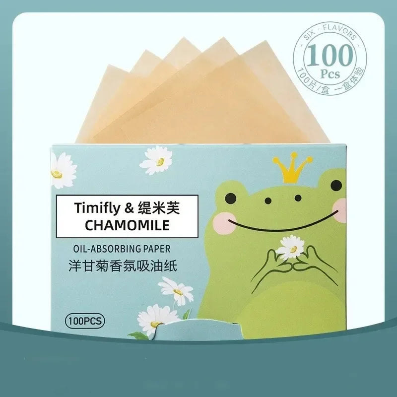 100 Sheets/pack Protable Facial Absorbent Paper Oil Control Wipes Absorbing Sheet Matcha Oily Face Blotting Matting Tissue