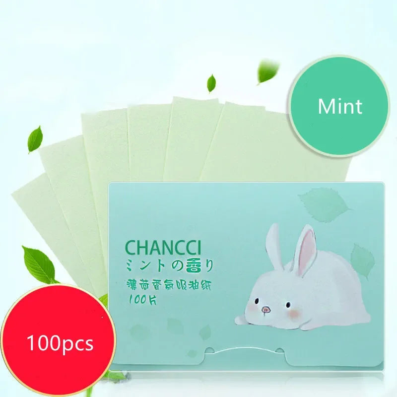 100 Sheets/pack Protable Facial Absorbent Paper Oil Control Wipes Absorbing Sheet Matcha Oily Face Blotting Matting Tissue