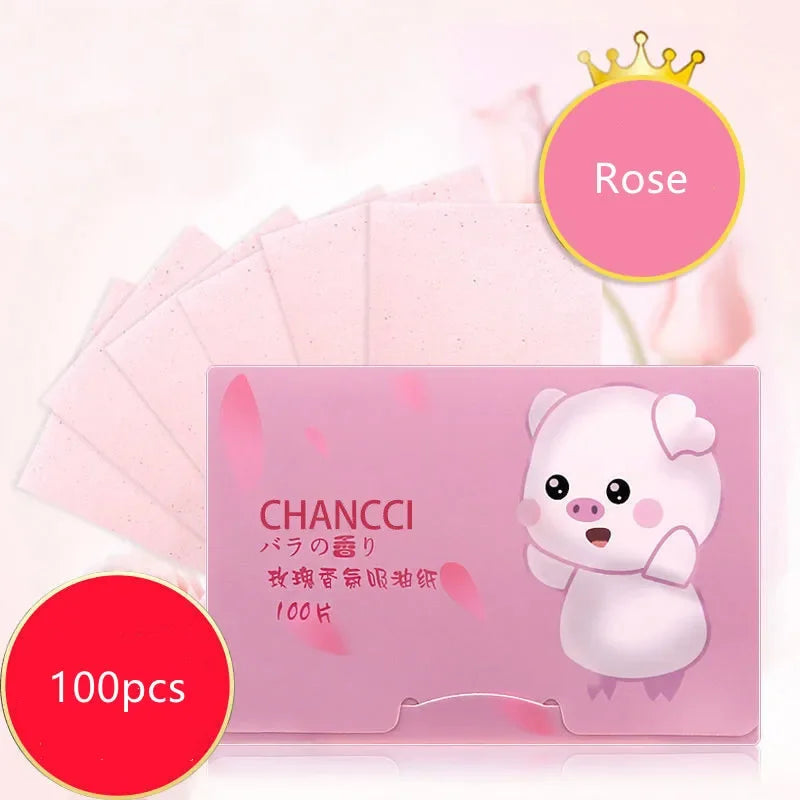 100 Sheets/pack Protable Facial Absorbent Paper Oil Control Wipes Absorbing Sheet Matcha Oily Face Blotting Matting Tissue