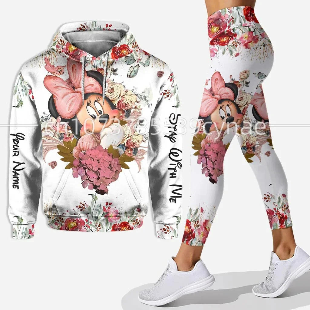 2024 3D Women's Set Sports  Pants Sports Disney Yoga Set Pink Fashion Sportswear Essential Hooded felpe sweat femme top femme