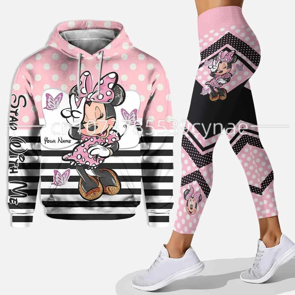 2024 3D Women's Set Sports  Pants Sports Disney Yoga Set Pink Fashion Sportswear Essential Hooded felpe sweat femme top femme