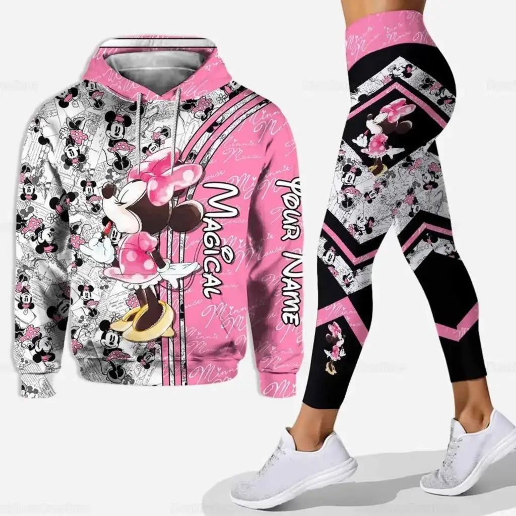 2024 3D Women's Set Sports  Pants Sports Disney Yoga Set Pink Fashion Sportswear Essential Hooded felpe sweat femme top femme