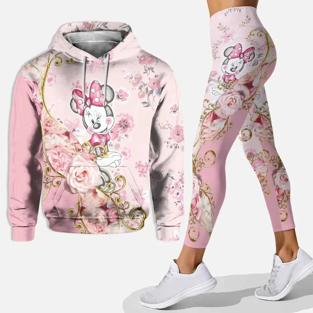 2024 3D Women's Set Sports  Pants Sports Disney Yoga Set Pink Fashion Sportswear Essential Hooded felpe sweat femme top femme