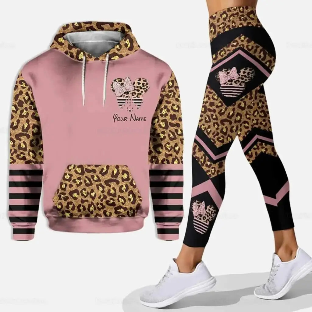 2024 3D Women's Set Sports  Pants Sports Disney Yoga Set Pink Fashion Sportswear Essential Hooded felpe sweat femme top femme