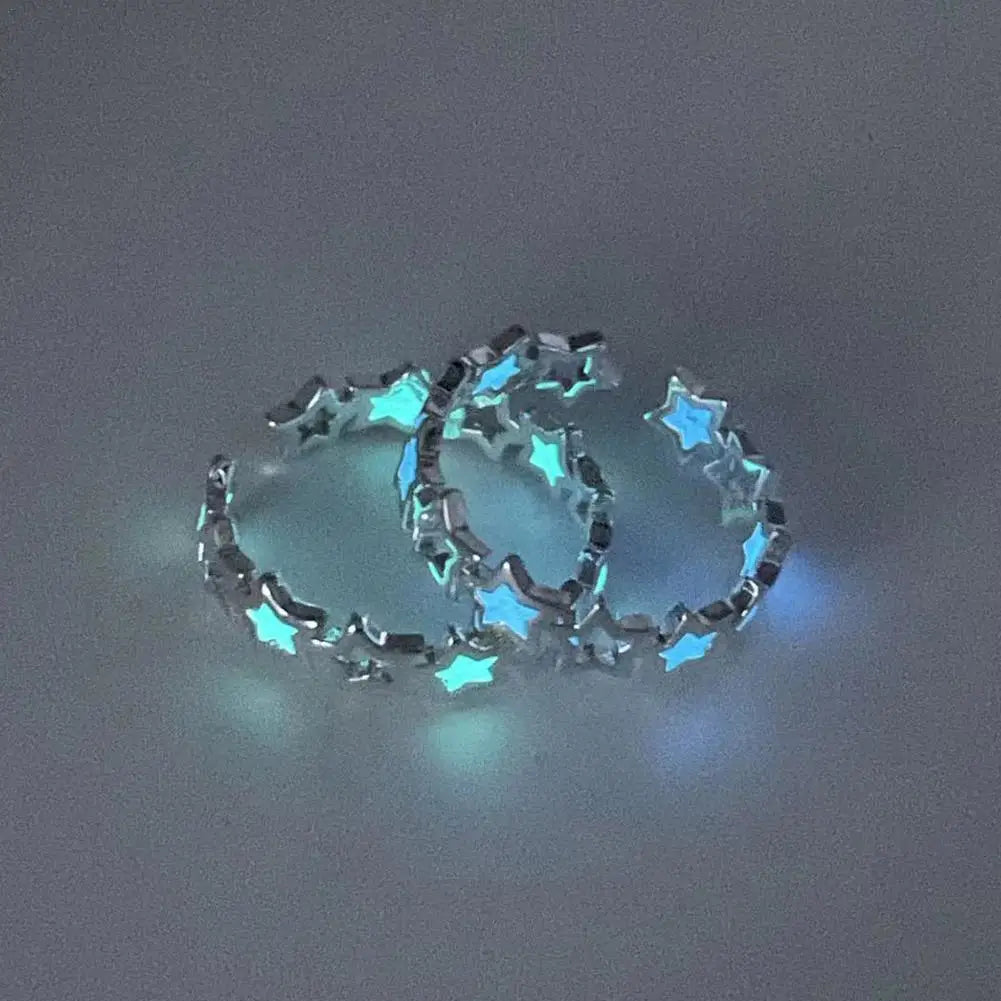 1pc Luminous Hollow Blue Star Glow In Dark Adjustable For Women Friends Birthday Gift Fashion Personality Jewelry