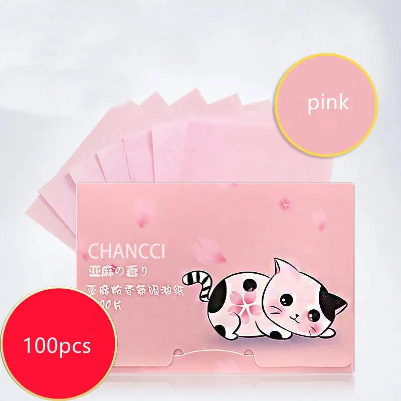 100 Sheets/pack Protable Facial Absorbent Paper Oil Control Wipes Absorbing Sheet Matcha Oily Face Blotting Matting Tissue