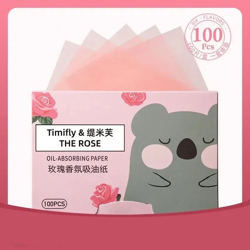 100 Sheets/pack Protable Facial Absorbent Paper Oil Control Wipes Absorbing Sheet Matcha Oily Face Blotting Matting Tissue