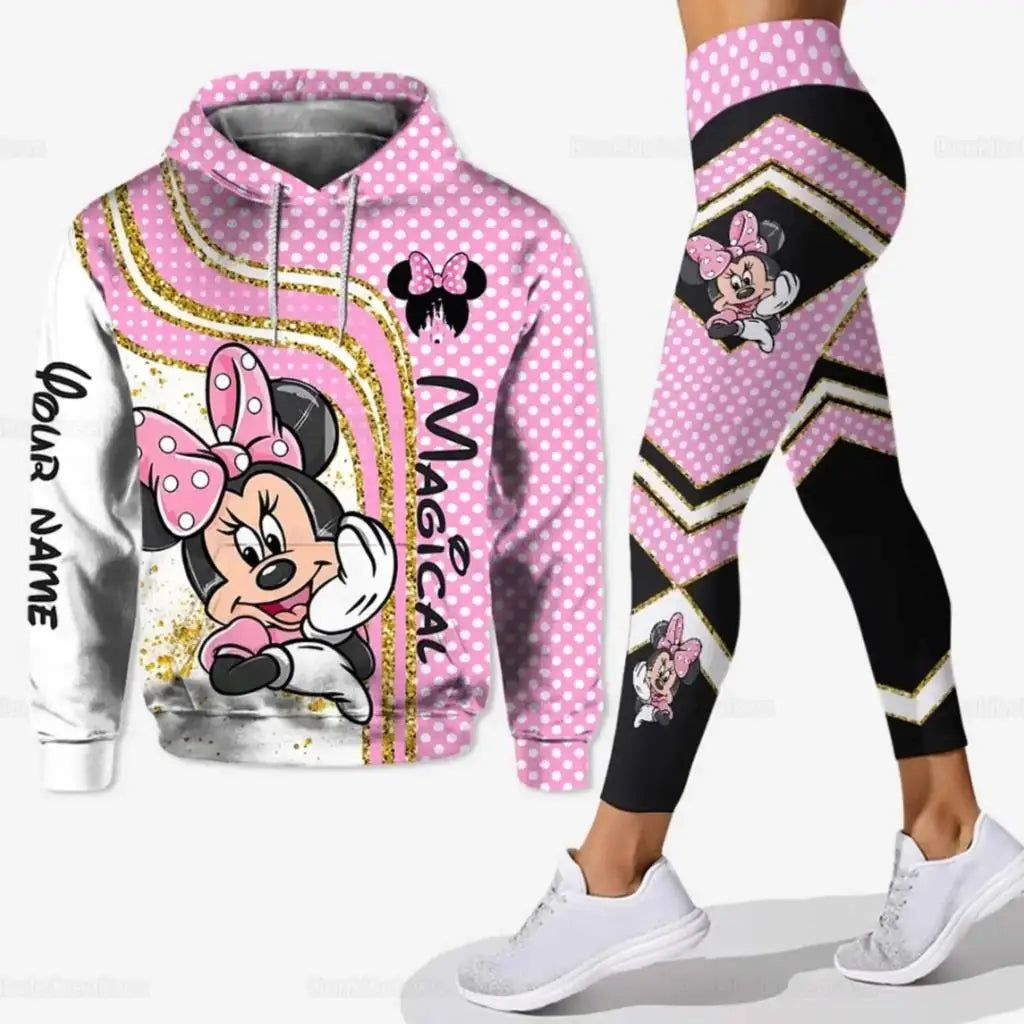 2024 3D Women's Set Sports  Pants Sports Disney Yoga Set Pink Fashion Sportswear Essential Hooded felpe sweat femme top femme